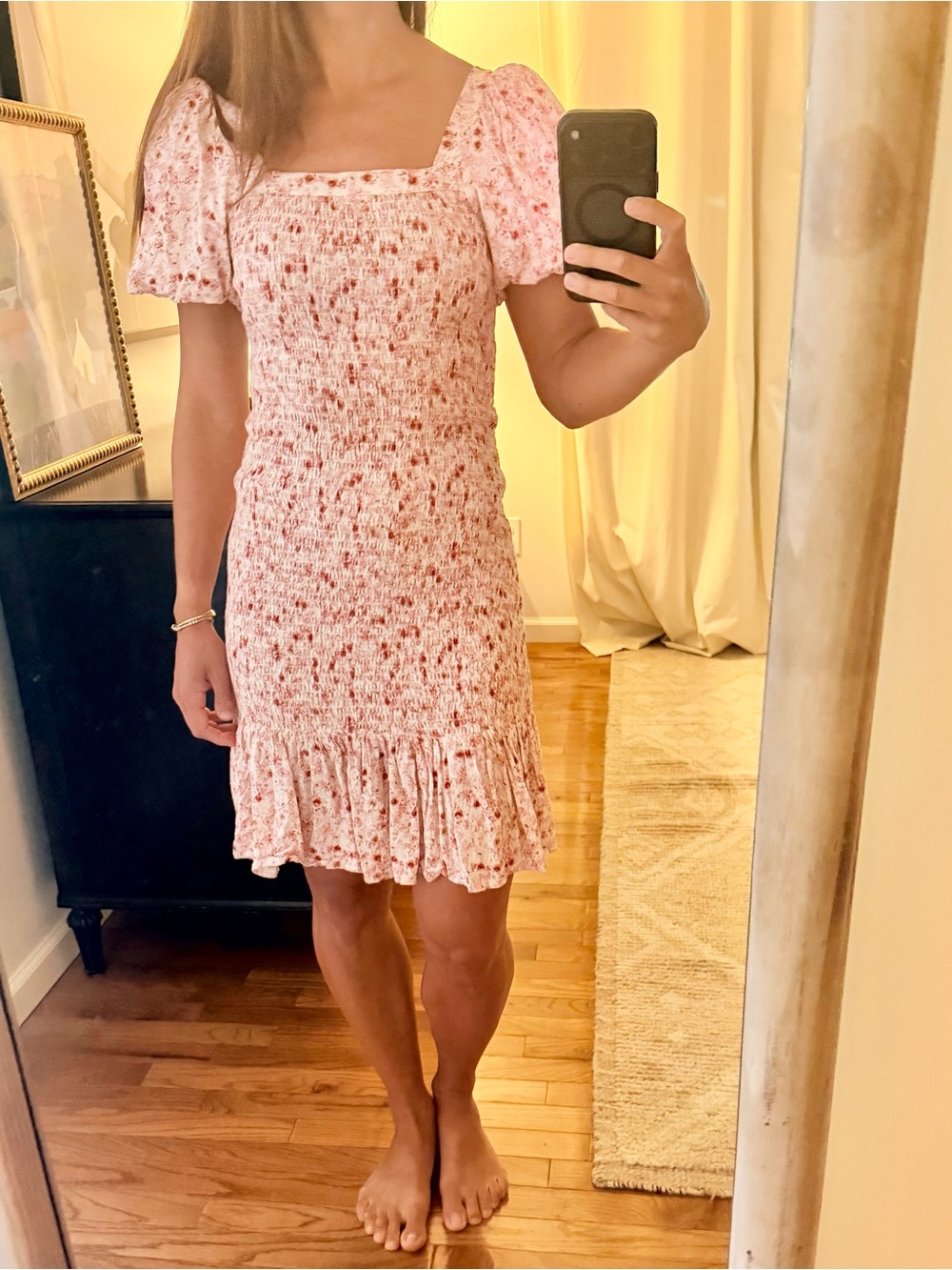 Anthropologie Another Love Pink Floral Smocked Dress